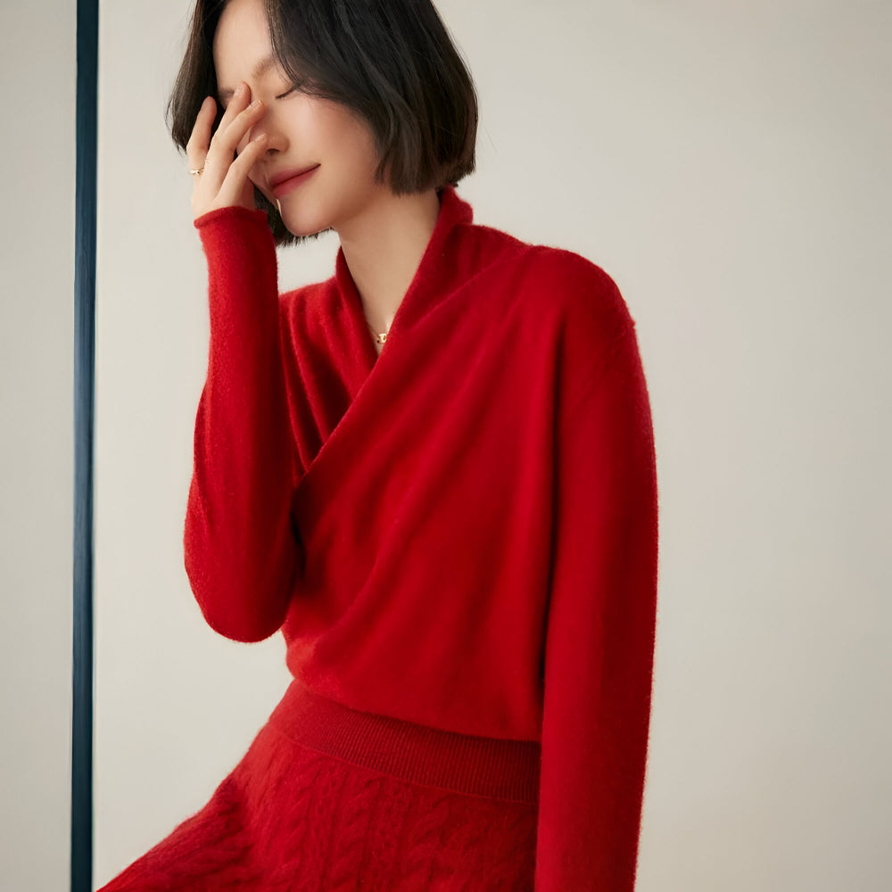 Women's Cashmere Wrap Sweater – Long Sleeve Knitwear