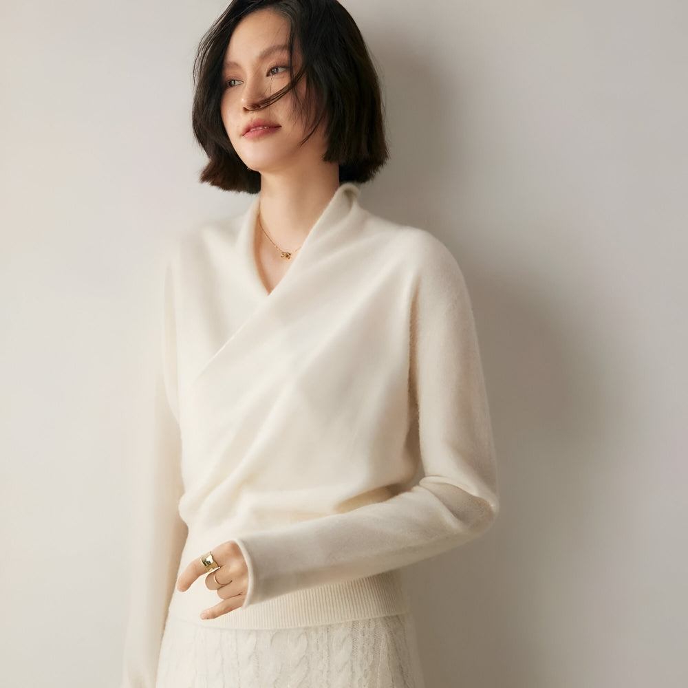 Women's Cashmere Wrap Sweater – Long Sleeve Knitwear