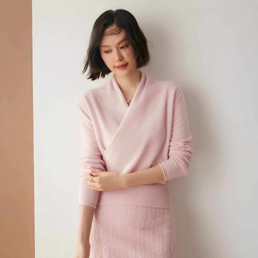 Women's Cashmere Wrap Sweater – Long Sleeve Knitwear