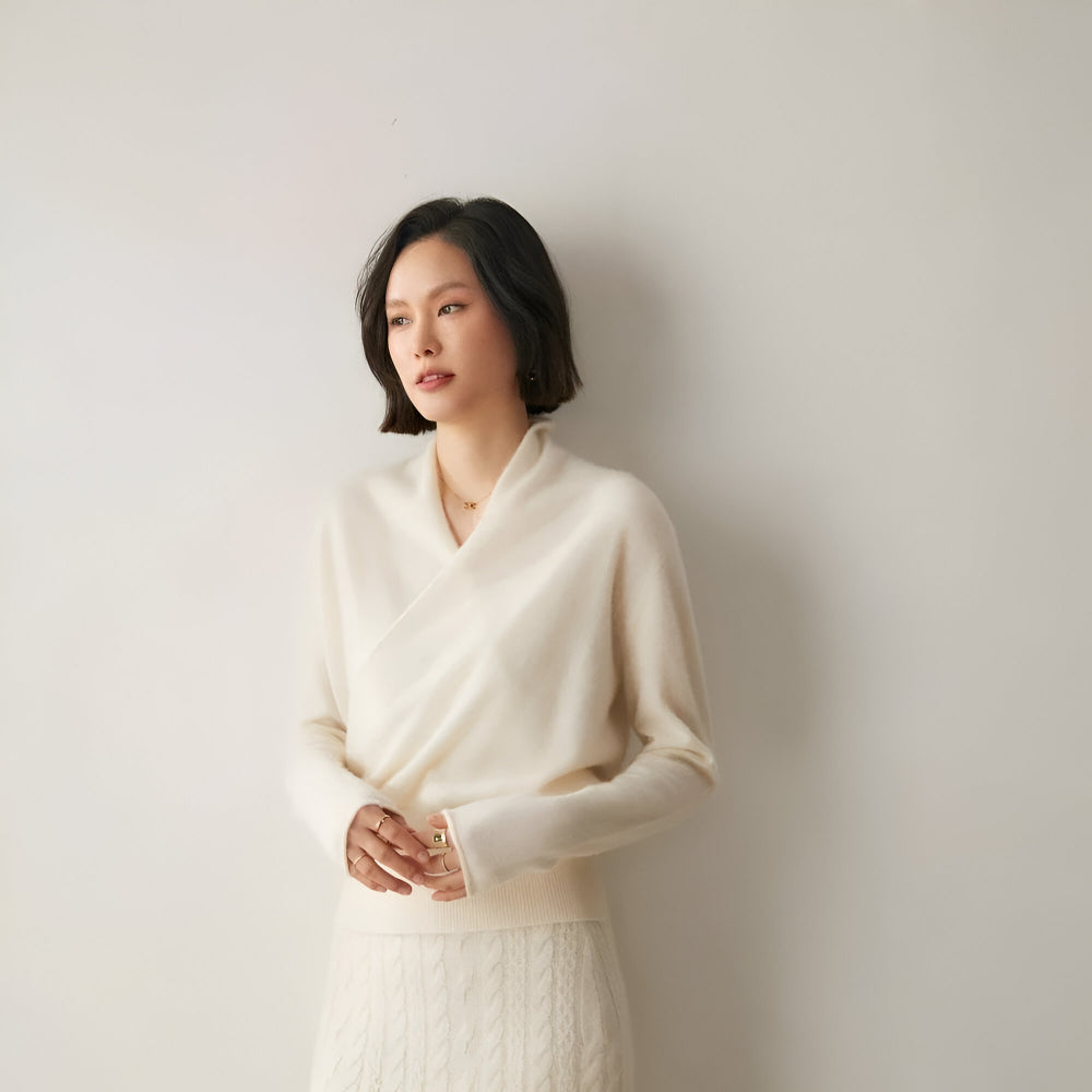 Women's Cashmere Wrap Sweater – Long Sleeve Knitwear