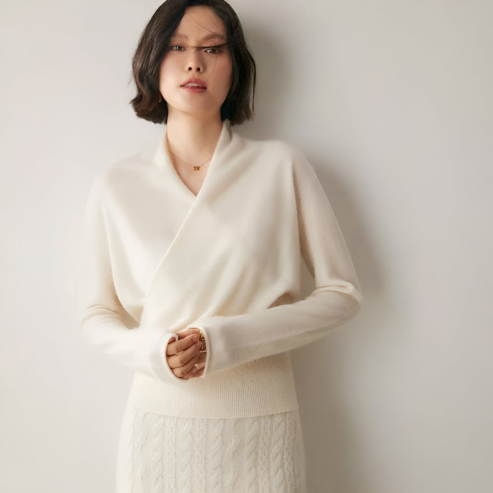 Women's Cashmere Wrap Sweater – Long Sleeve Knitwear