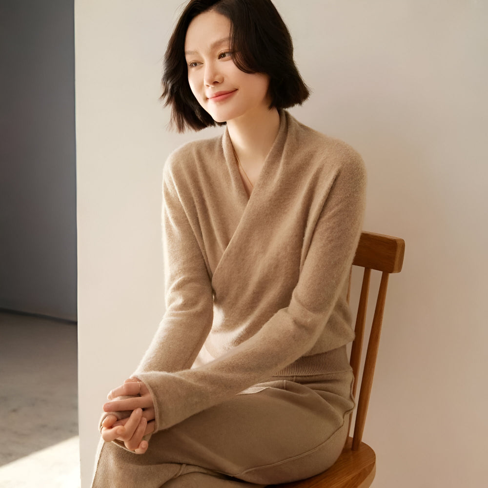 Women's Cashmere Wrap Sweater – Long Sleeve Knitwear