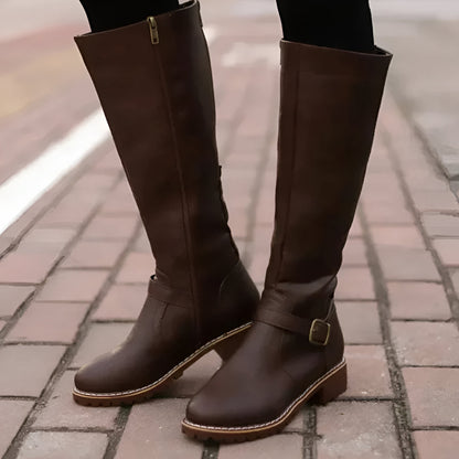 Women’s Stylish Knee High Boots – Comfortable Buckle Strap