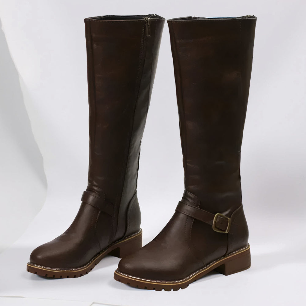 Women’s Stylish Knee High Boots – Comfortable Buckle Strap