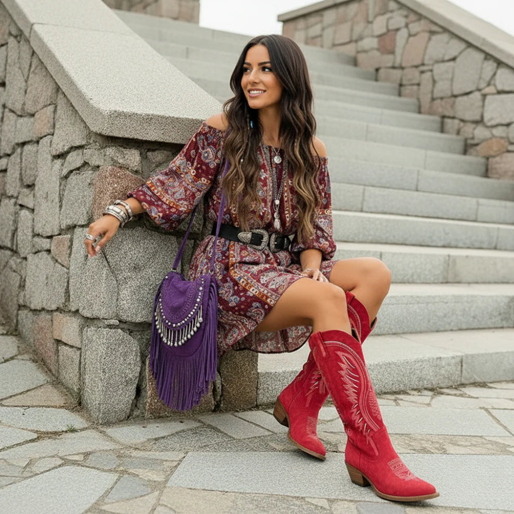 Women's Western Embroidered Knee High Boots – Comfortable Stylish