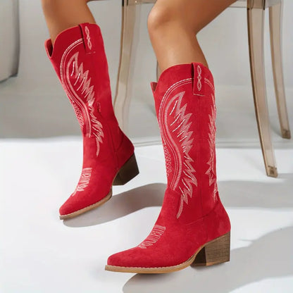 Women's Western Embroidered Knee High Boots – Comfortable Stylish