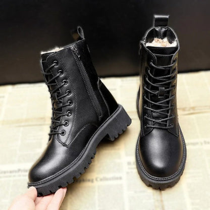 Women's Black Winter Boots Leather Non-Slip Cozy Comfort 5
