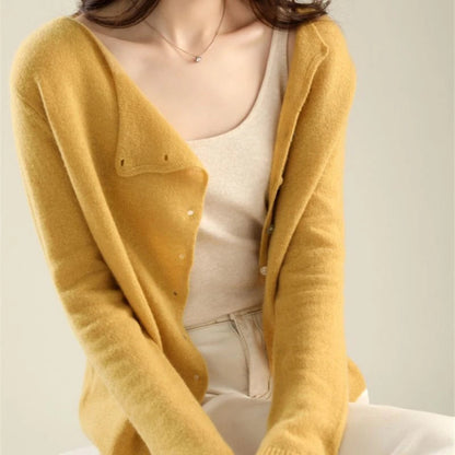 Women's Button Up Cardigan Sweater - Long Sleeve V Neck