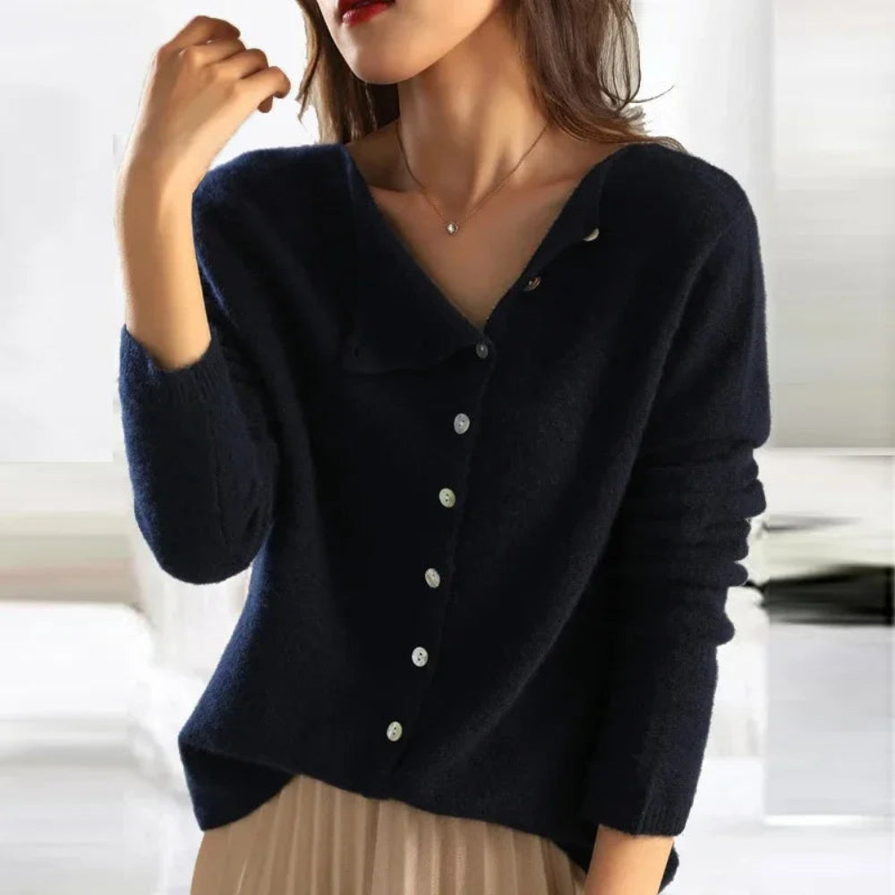 Women's Button Up Cardigan Sweater - Long Sleeve V Neck