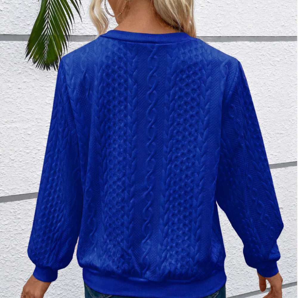 Women's Cable Knit Zip Up Long Sleeve Pullover Sweater - Fitted