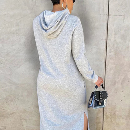 Women's Casual Long Hoodie Dress - Streetwear Relaxed Maxi