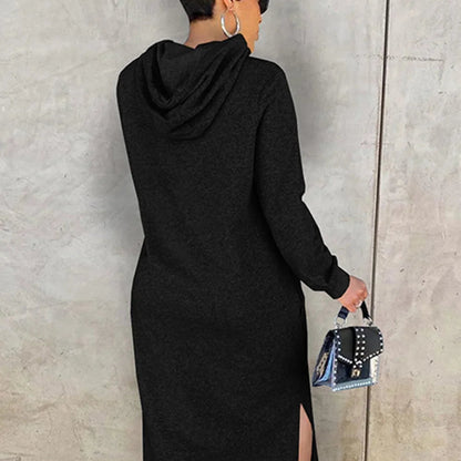 Women's Casual Long Hoodie Dress - Streetwear Relaxed Maxi