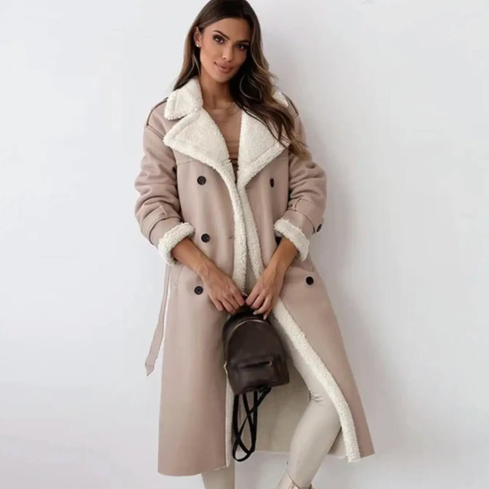 Women's Classic Long Fleece Lined Coat Teddy Collar Warm 5 