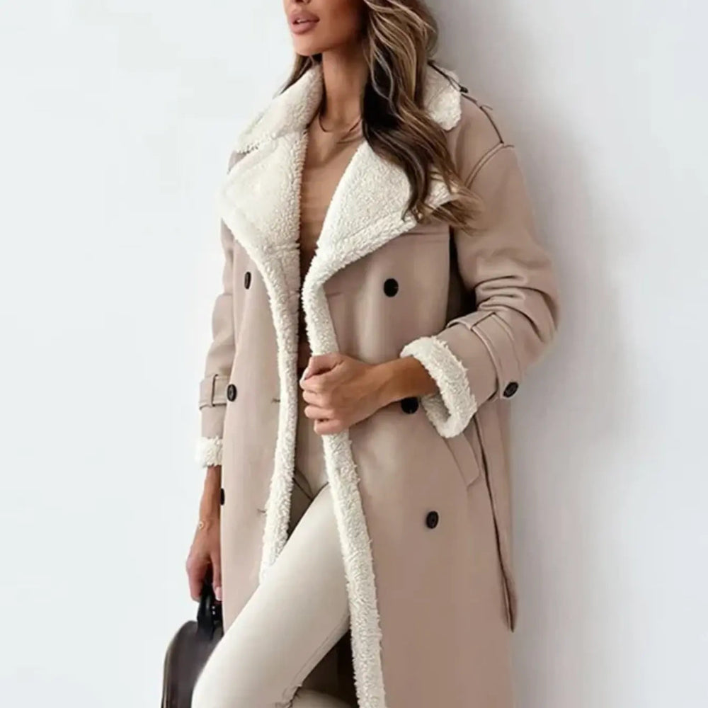 Women's Classic Long Fleece Lined Coat Teddy Collar Warm 6