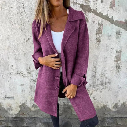 Women’s Classic Long Wool Coat – Elegant Warm Overcoat