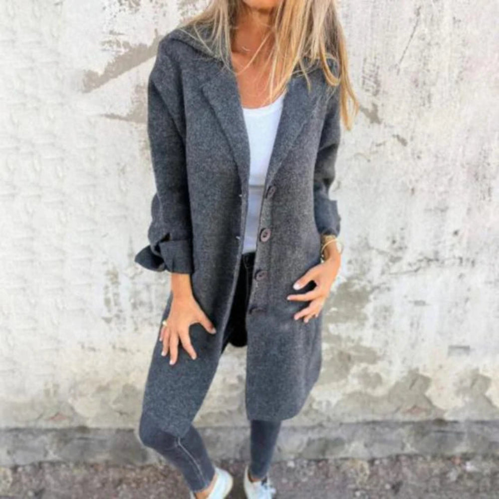 Women’s Classic Long Wool Coat – Elegant Warm Overcoat