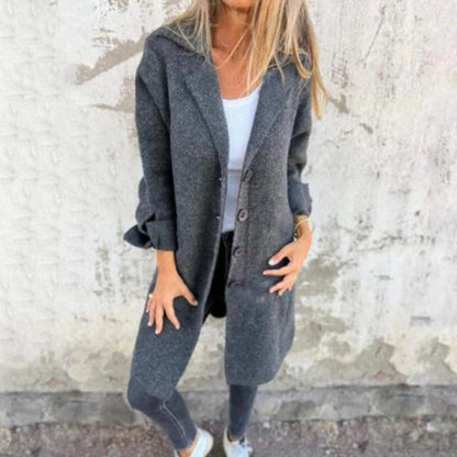Women’s Classic Long Wool Coat – Elegant Warm Overcoat