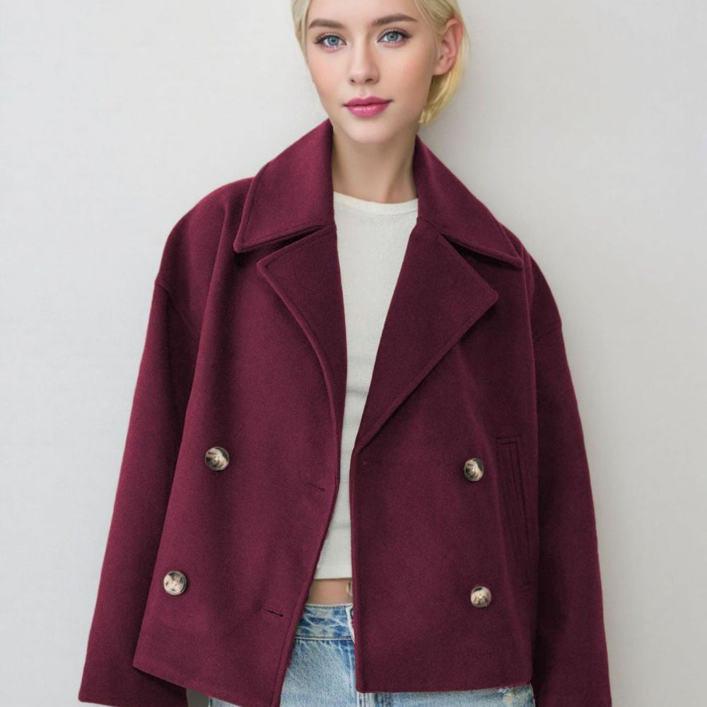 Women's Coats Chic Short Double-Breasted Casual Jacket 12