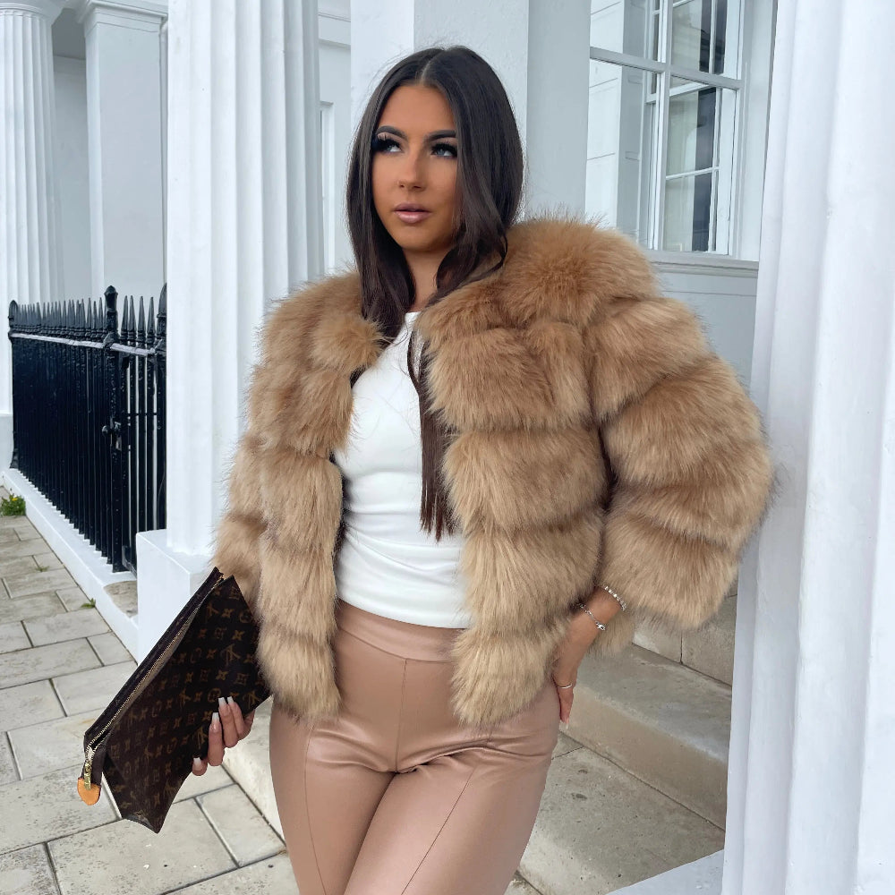 Women's Coats Elegant Faux Fur Jacket Stylish Warm Outerwear 2