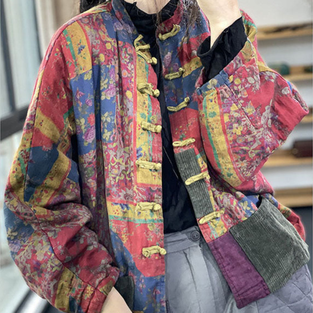 Women's Coats Vintage Long Sleeve Pockets Button Print 4