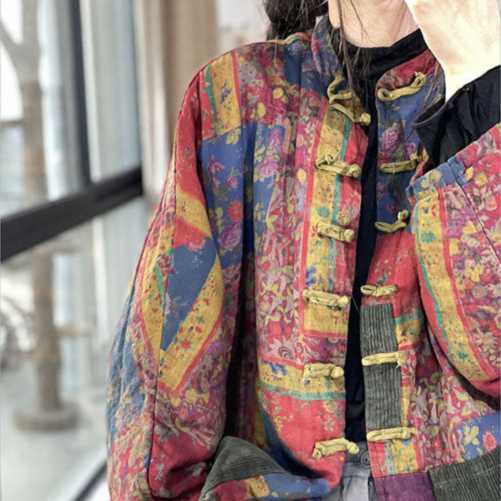 Women's Coats Vintage Long Sleeve Pockets Button Print 5