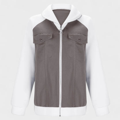 Women's Denim Sherpa Jacket - Mixed Material Bomber Style