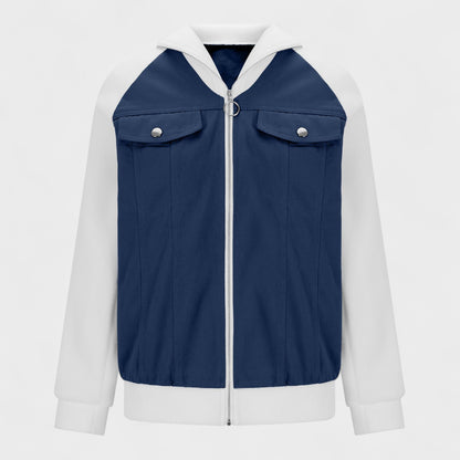 Women's Denim Sherpa Jacket - Mixed Material Bomber Style