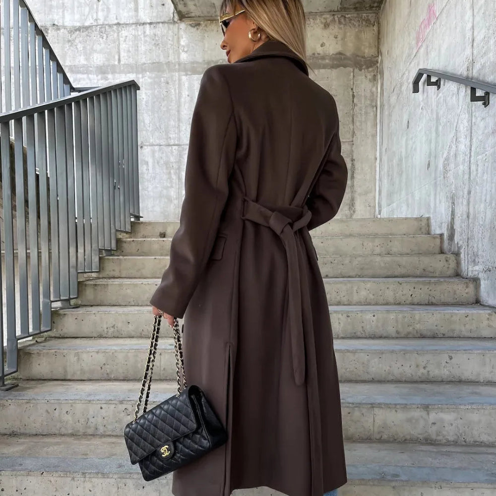 Women's Double-Breasted Trench Coat Elegant Outerwear 2