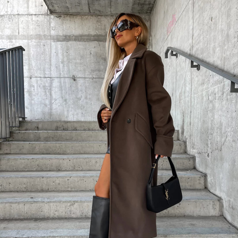 Women's Double-Breasted Trench Coat Elegant Outerwear 1