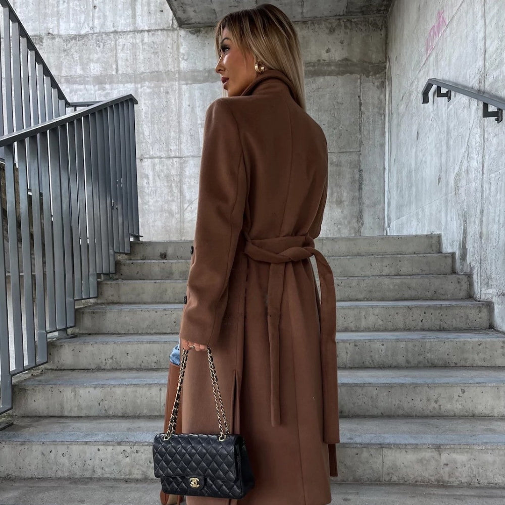 Women's Double-Breasted Trench Coat Elegant Outerwear 4