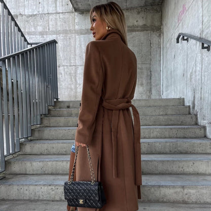 Women's Double-Breasted Trench Coat Elegant Outerwear 4