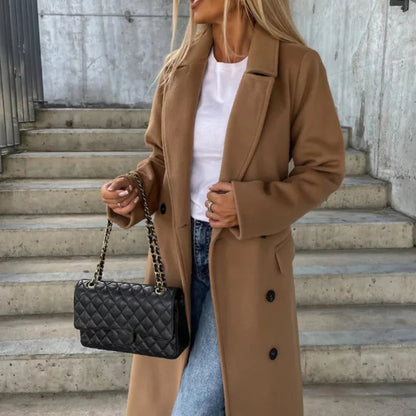 Women's Double-Breasted Trench Coat Elegant Outerwear 7