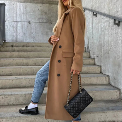 Women's Double-Breasted Trench Coat Elegant Outerwear 8