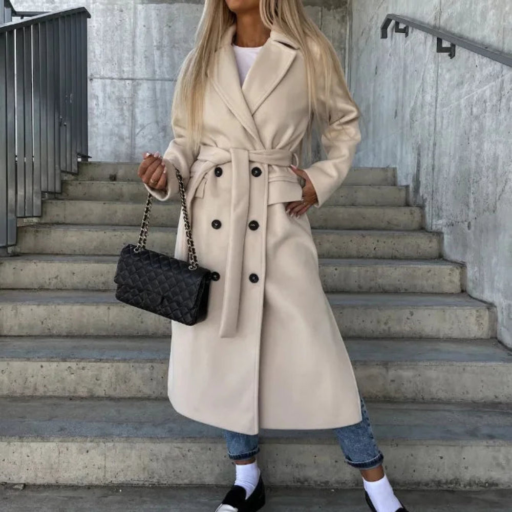 Women's Double-Breasted Trench Coat Elegant Outerwear 9