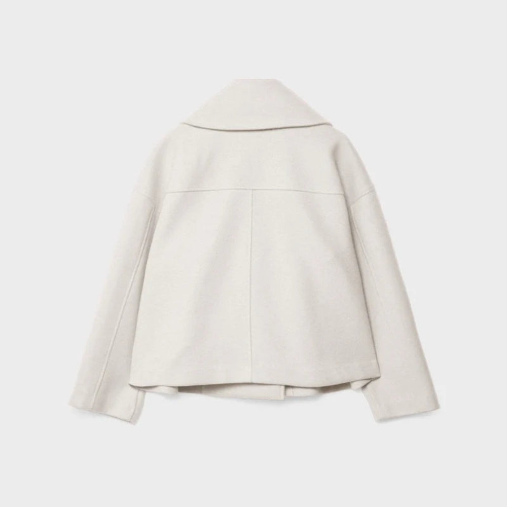 Women's Elegant Wool Short Coat - Double-Breasted Tailored