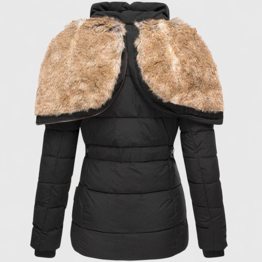 Women’s Faux Fur Hooded Winter Puffer Jacket - Warm Insulated