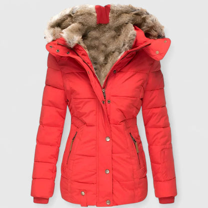 Women’s Faux Fur Hooded Winter Puffer Jacket - Warm Insulated