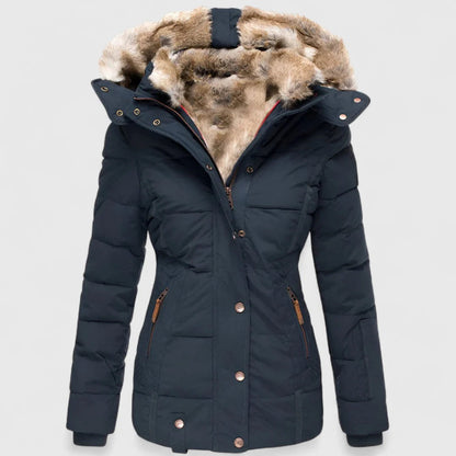Women’s Faux Fur Hooded Winter Puffer Jacket - Warm Insulated