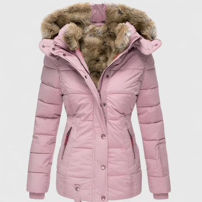 Women’s Faux Fur Hooded Winter Puffer Jacket - Warm Insulated