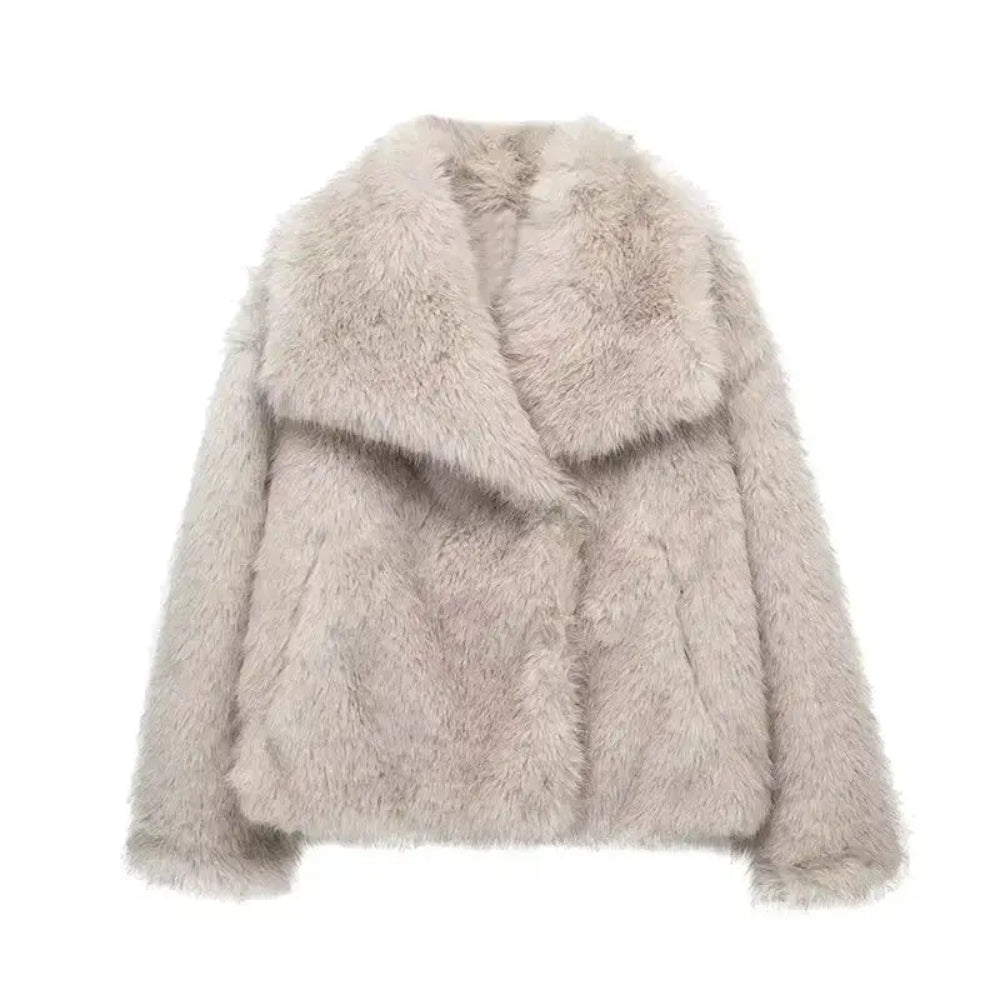 Women's Faux Fur Jacket Elegant Cozy Outerwear Coat 3