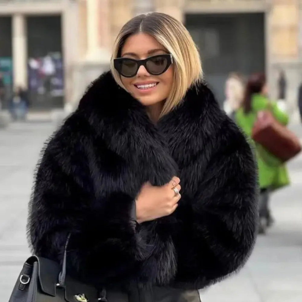 Women's Faux Fur Jacket Elegant Cozy Outerwear Coat 8