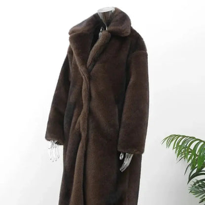 Women's Faux Fur Long Winter Jacket Coat Stylish Warm Outerwear 5