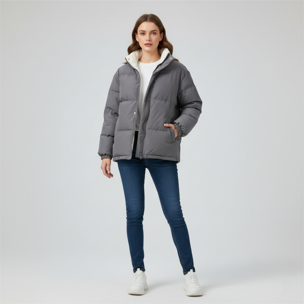 Women’s Fleece Lined Puffer Winter Coat – Warm Windproof Jacket