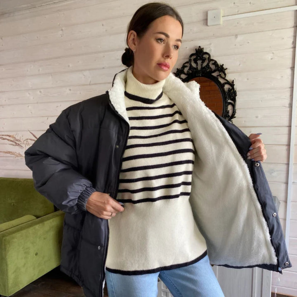 Women’s Fleece Lined Puffer Winter Coat – Warm Windproof Jacket