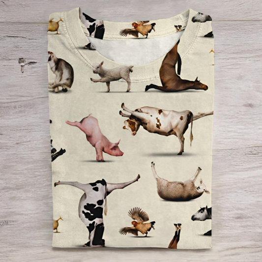 Women's Funny Animal Print Casual T-Shirt - Crew Neck Short Sleeve