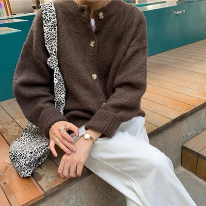 Women's Oversized Knit Cardigan Sweater - Button Up Cozy