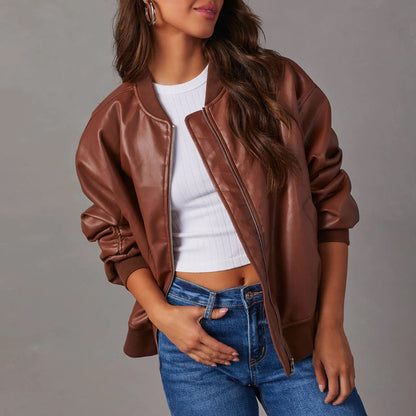 Women's Genuine Leather Jacket Soft Quilted Interior Relaxed Fit 2