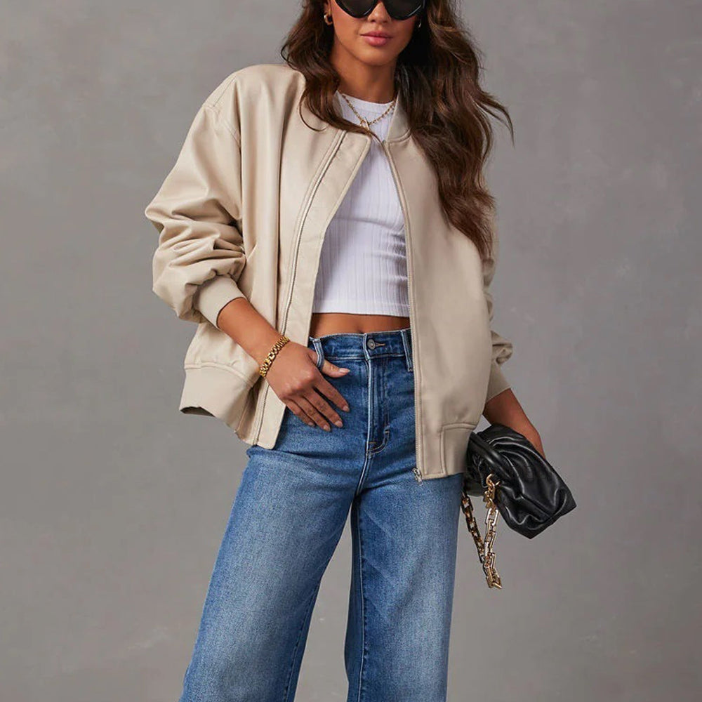 Women's Genuine Leather Jacket Soft Quilted Interior Relaxed Fit 4