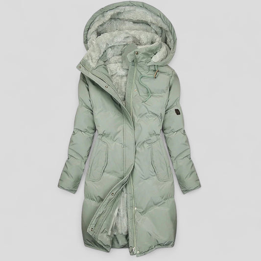 Women's Hooded Long Puffer Jacket - Winter Insulated