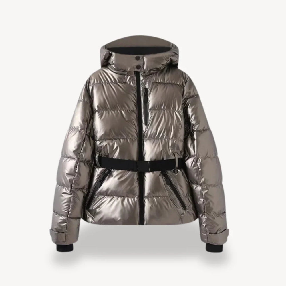 Women’s Insulated Puffer Jacket - Belted Hooded Winter Coat